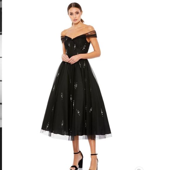 Mac Duggal 26498 Womens OFF THE SHOULDER EMBELLISHED TULLE COCKTAIL DRESS - Picture 3 of 15